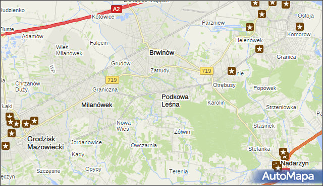 mapa Podkowa Leśna, Podkowa Leśna na mapie Targeo