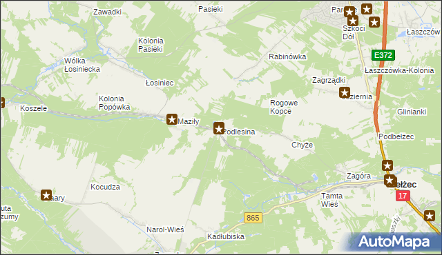 mapa Podlesina, Podlesina na mapie Targeo