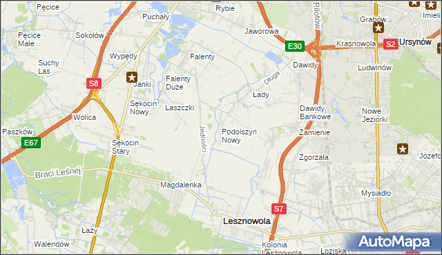 mapa Podolszyn Nowy, Podolszyn Nowy na mapie Targeo