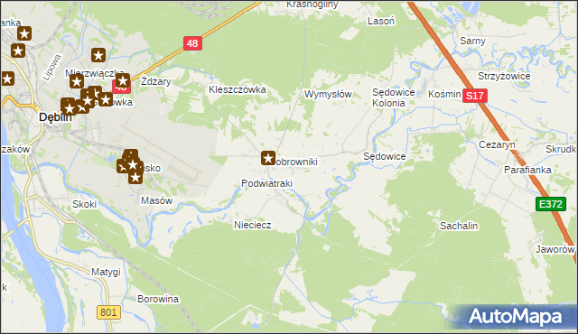 mapa Podwierzbie gmina Ryki, Podwierzbie gmina Ryki na mapie Targeo