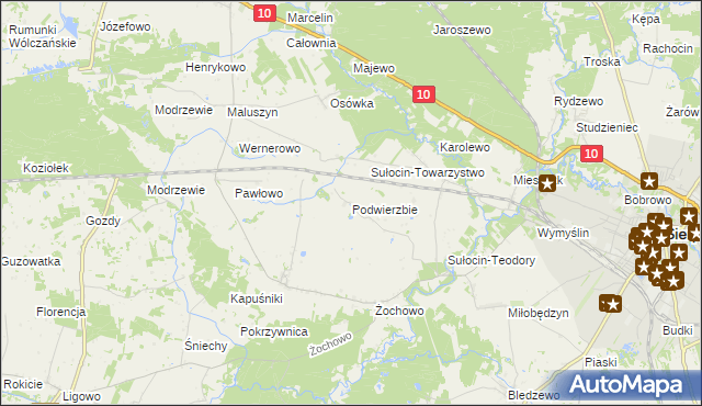 mapa Podwierzbie gmina Sierpc, Podwierzbie gmina Sierpc na mapie Targeo