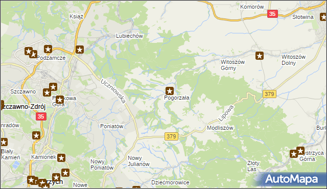 mapa Pogorzała gmina Świdnica, Pogorzała gmina Świdnica na mapie Targeo