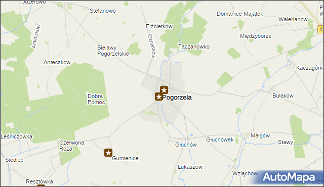 mapa Pogorzela powiat gostyński, Pogorzela powiat gostyński na mapie Targeo