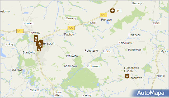 mapa Pogorzele gmina Stary Dzierzgoń, Pogorzele gmina Stary Dzierzgoń na mapie Targeo