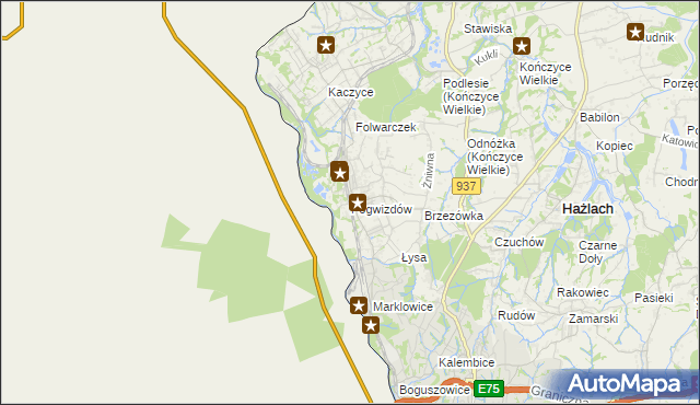 mapa Pogwizdów gmina Hażlach, Pogwizdów gmina Hażlach na mapie Targeo