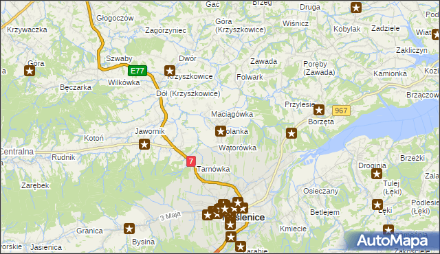 mapa Polanka gmina Myślenice, Polanka gmina Myślenice na mapie Targeo