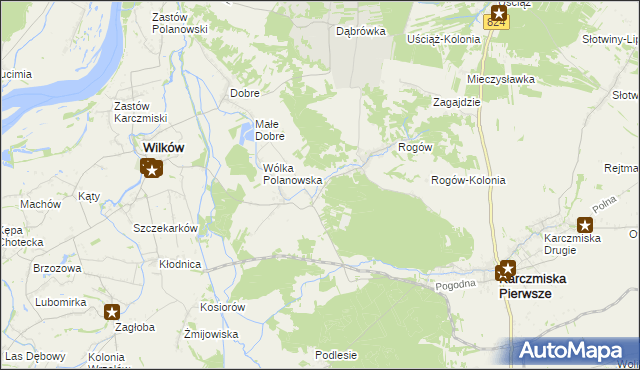 mapa Polanówka gmina Wilków, Polanówka gmina Wilków na mapie Targeo