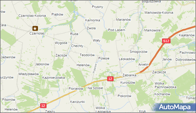 mapa Polesie gmina Puławy, Polesie gmina Puławy na mapie Targeo