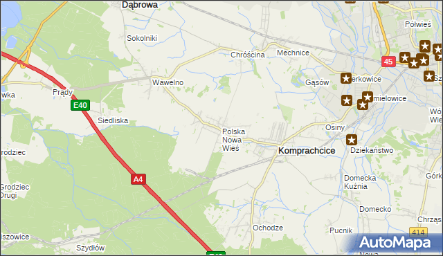 mapa Polska Nowa Wieś, Polska Nowa Wieś na mapie Targeo