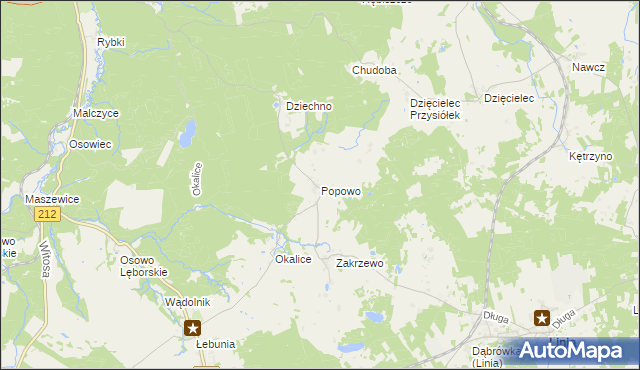 mapa Popowo gmina Cewice, Popowo gmina Cewice na mapie Targeo