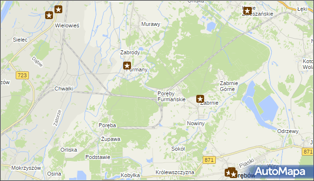 mapa Poręby Furmańskie, Poręby Furmańskie na mapie Targeo