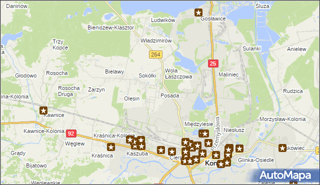 mapa Posada gmina Kazimierz Biskupi, Posada gmina Kazimierz Biskupi na mapie Targeo