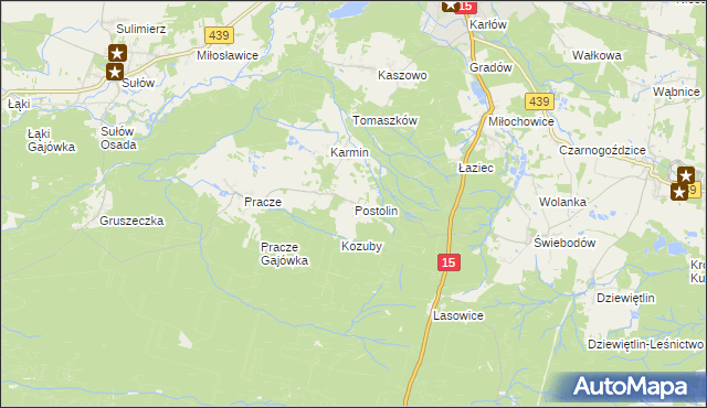mapa Postolin gmina Milicz, Postolin gmina Milicz na mapie Targeo