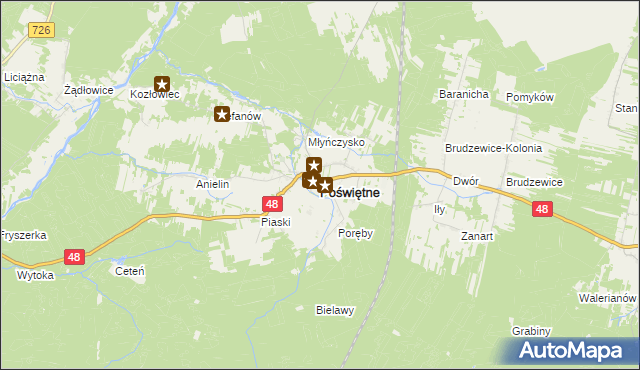 mapa Poświętne powiat opoczyński, Poświętne powiat opoczyński na mapie Targeo