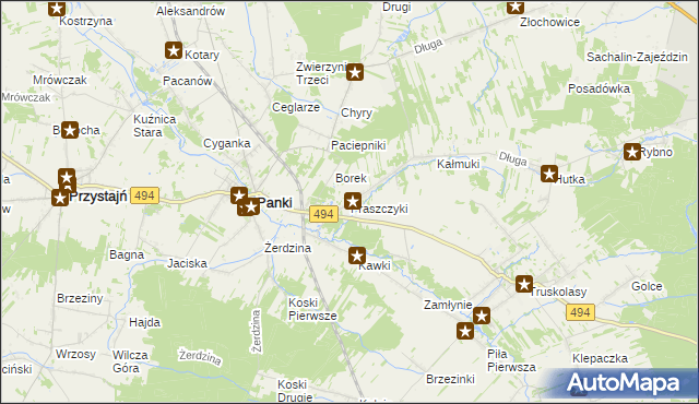 mapa Praszczyki, Praszczyki na mapie Targeo