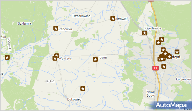 mapa Prosna gmina Budzyń, Prosna gmina Budzyń na mapie Targeo