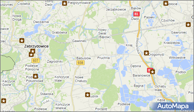 mapa Pruchna, Pruchna na mapie Targeo