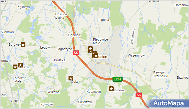 mapa Prusice powiat trzebnicki, Prusice powiat trzebnicki na mapie Targeo