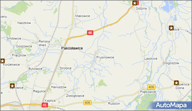 mapa Prusinowice gmina Pakosławice, Prusinowice gmina Pakosławice na mapie Targeo