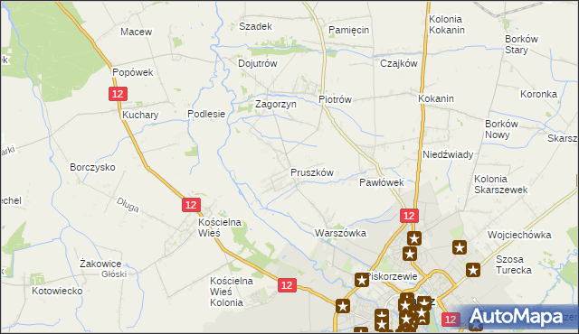 mapa Pruszków gmina Blizanów, Pruszków gmina Blizanów na mapie Targeo