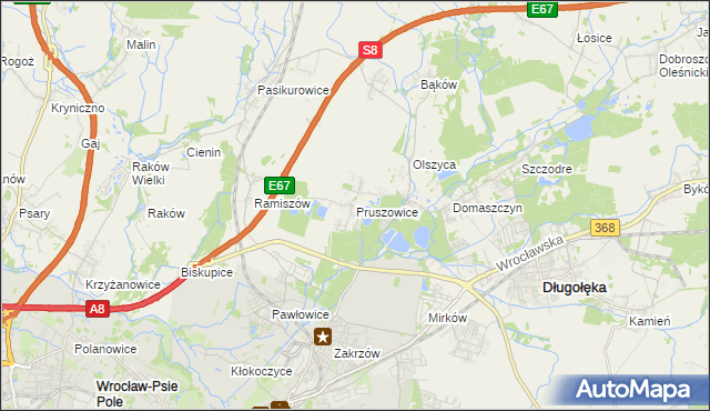 mapa Pruszowice, Pruszowice na mapie Targeo