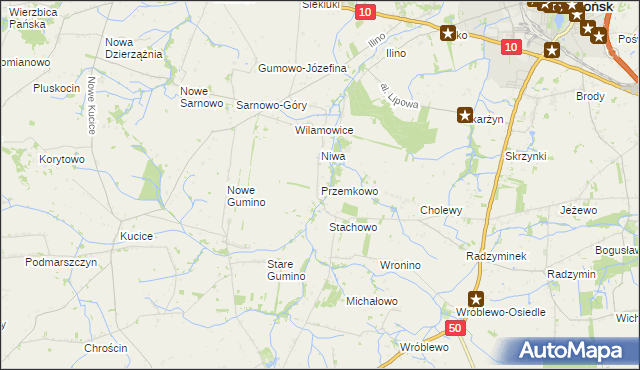 mapa Przemkowo gmina Dzierzążnia, Przemkowo gmina Dzierzążnia na mapie Targeo