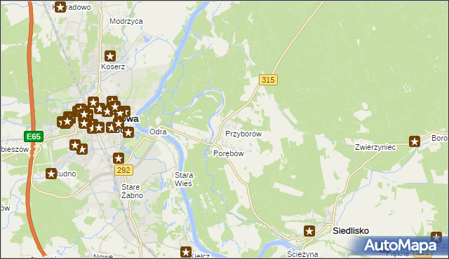 mapa Przyborów gmina Nowa Sól, Przyborów gmina Nowa Sól na mapie Targeo