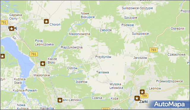 mapa Przybynów, Przybynów na mapie Targeo