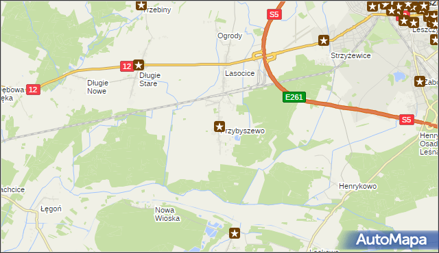 mapa Przybyszewo gmina Święciechowa, Przybyszewo gmina Święciechowa na mapie Targeo