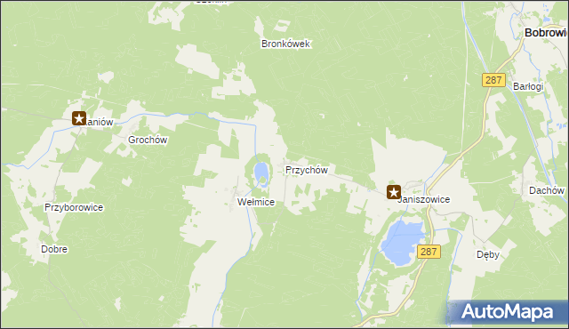 mapa Przychów, Przychów na mapie Targeo