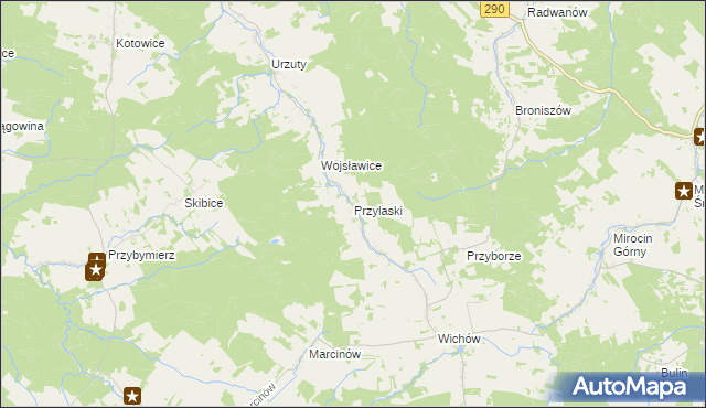 mapa Przylaski gmina Brzeźnica, Przylaski gmina Brzeźnica na mapie Targeo