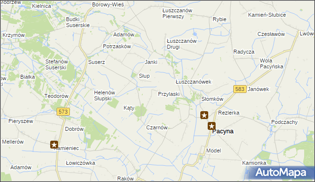 mapa Przylaski gmina Pacyna, Przylaski gmina Pacyna na mapie Targeo