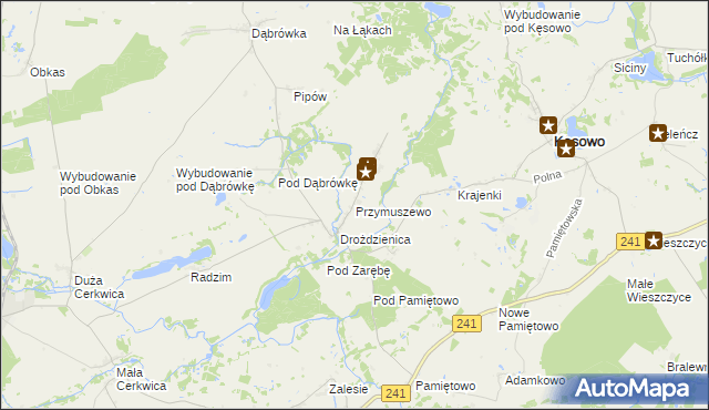 mapa Przymuszewo gmina Kęsowo, Przymuszewo gmina Kęsowo na mapie Targeo