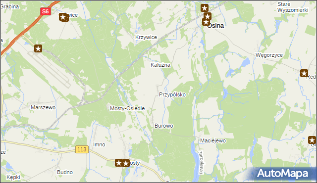 mapa Przypólsko gmina Osina, Przypólsko gmina Osina na mapie Targeo