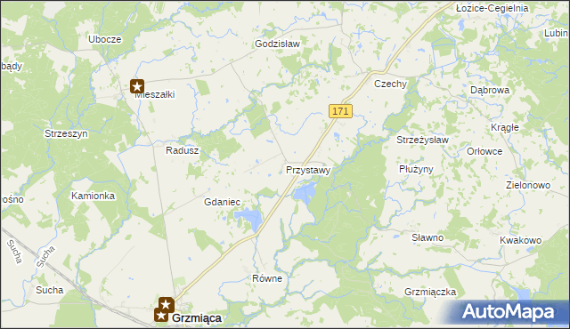 mapa Przystawy gmina Grzmiąca, Przystawy gmina Grzmiąca na mapie Targeo