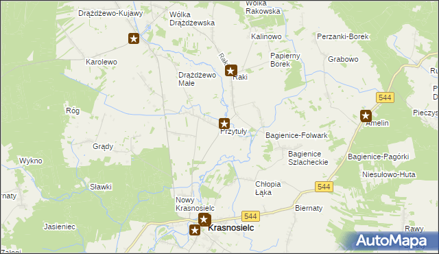 mapa Przytuły gmina Krasnosielc, Przytuły gmina Krasnosielc na mapie Targeo