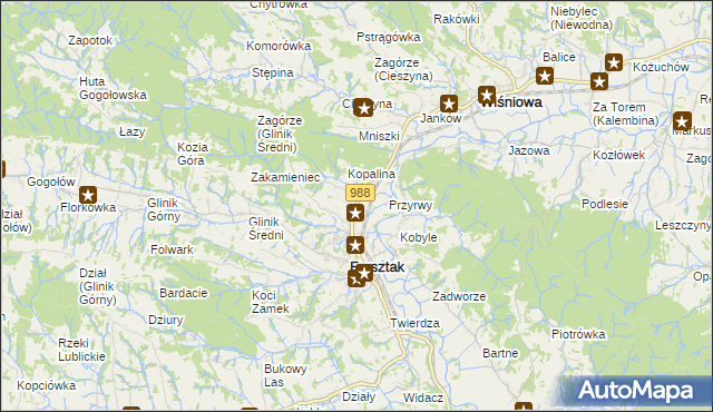 mapa Pułanki gmina Frysztak, Pułanki gmina Frysztak na mapie Targeo