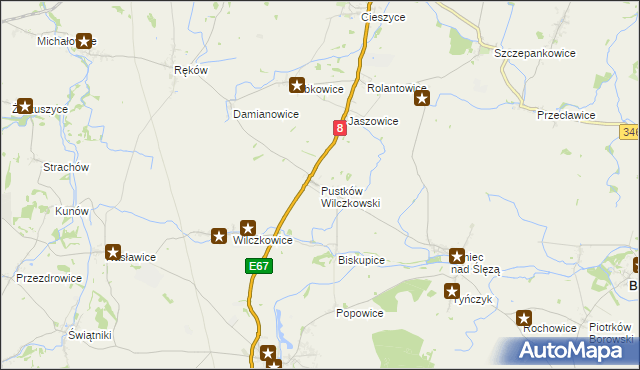 mapa Pustków Wilczkowski, Pustków Wilczkowski na mapie Targeo