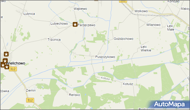 mapa Puszczykowo gmina Kamieniec, Puszczykowo gmina Kamieniec na mapie Targeo