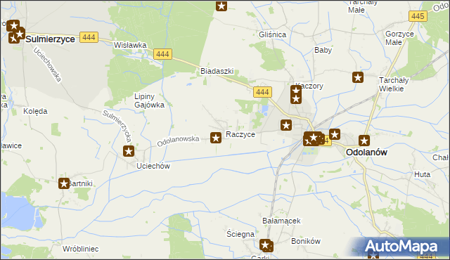 mapa Raczyce gmina Odolanów, Raczyce gmina Odolanów na mapie Targeo