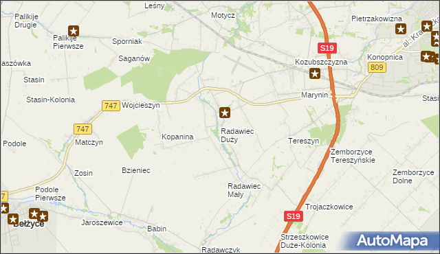 mapa Radawiec Duży, Radawiec Duży na mapie Targeo