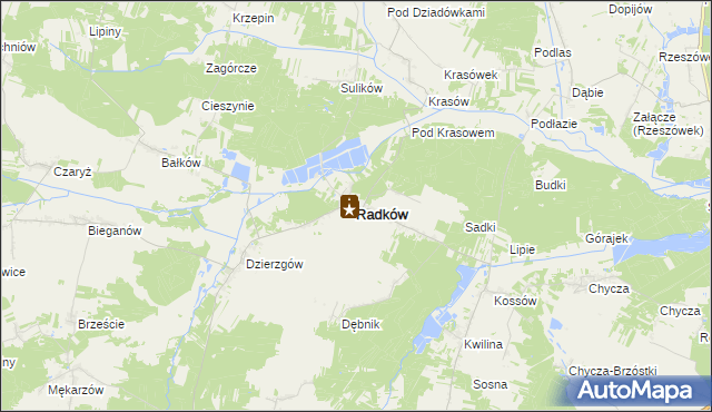 mapa Radków powiat włoszczowski, Radków powiat włoszczowski na mapie Targeo