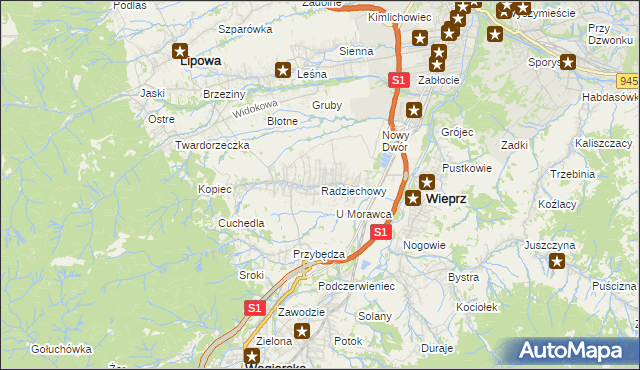 mapa Radziechowy, Radziechowy na mapie Targeo