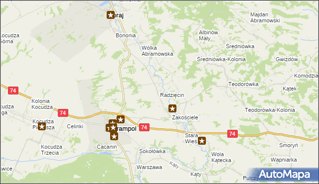 mapa Radzięcin, Radzięcin na mapie Targeo