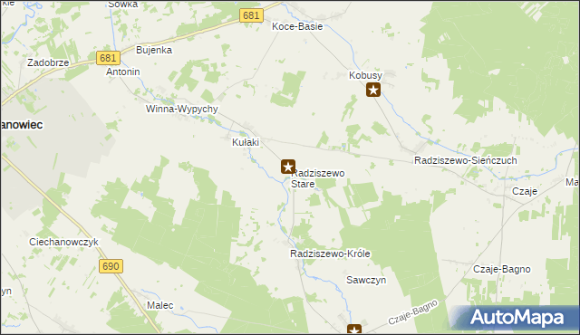 mapa Radziszewo Stare, Radziszewo Stare na mapie Targeo