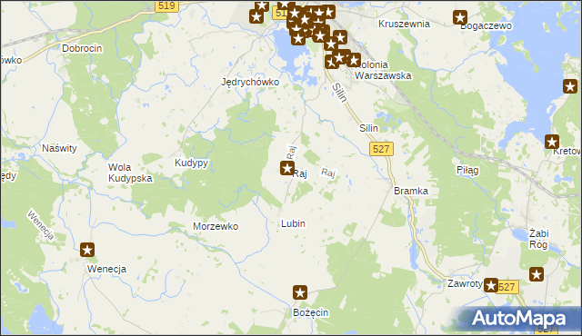 mapa Raj gmina Morąg, Raj gmina Morąg na mapie Targeo