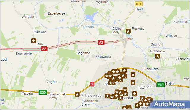 mapa Rakowiska gmina Biała Podlaska, Rakowiska gmina Biała Podlaska na mapie Targeo