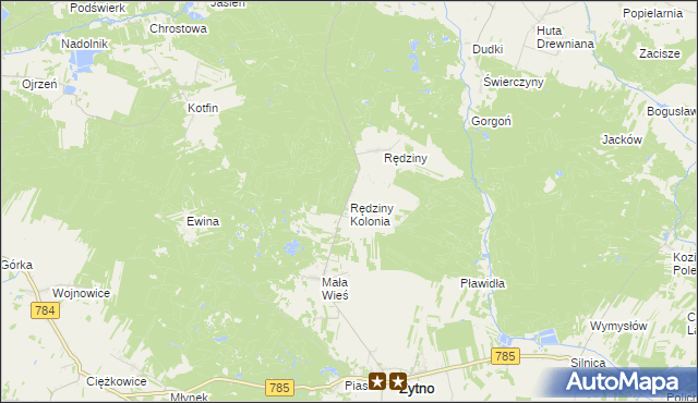 mapa Rędziny Kolonia, Rędziny Kolonia na mapie Targeo
