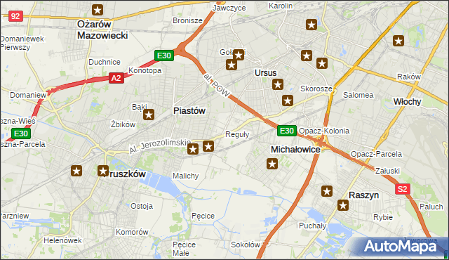 mapa Reguły, Reguły na mapie Targeo