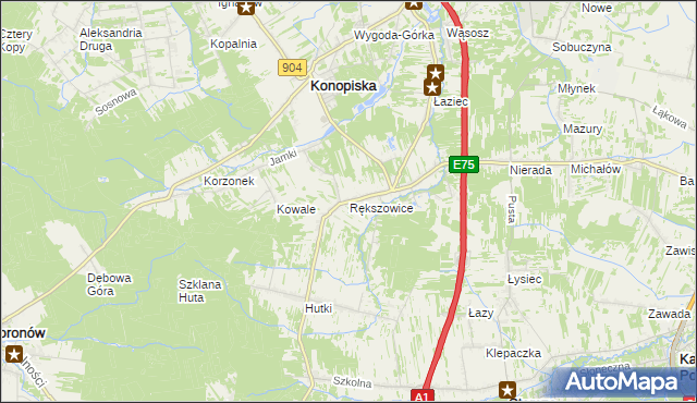 mapa Rększowice, Rększowice na mapie Targeo